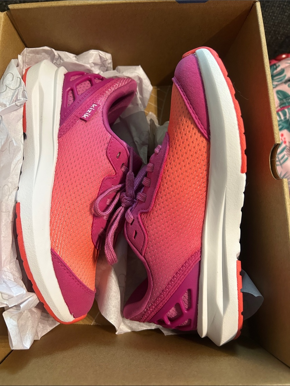Girls' Pink and Orange Slip On Lightweight Sneakers